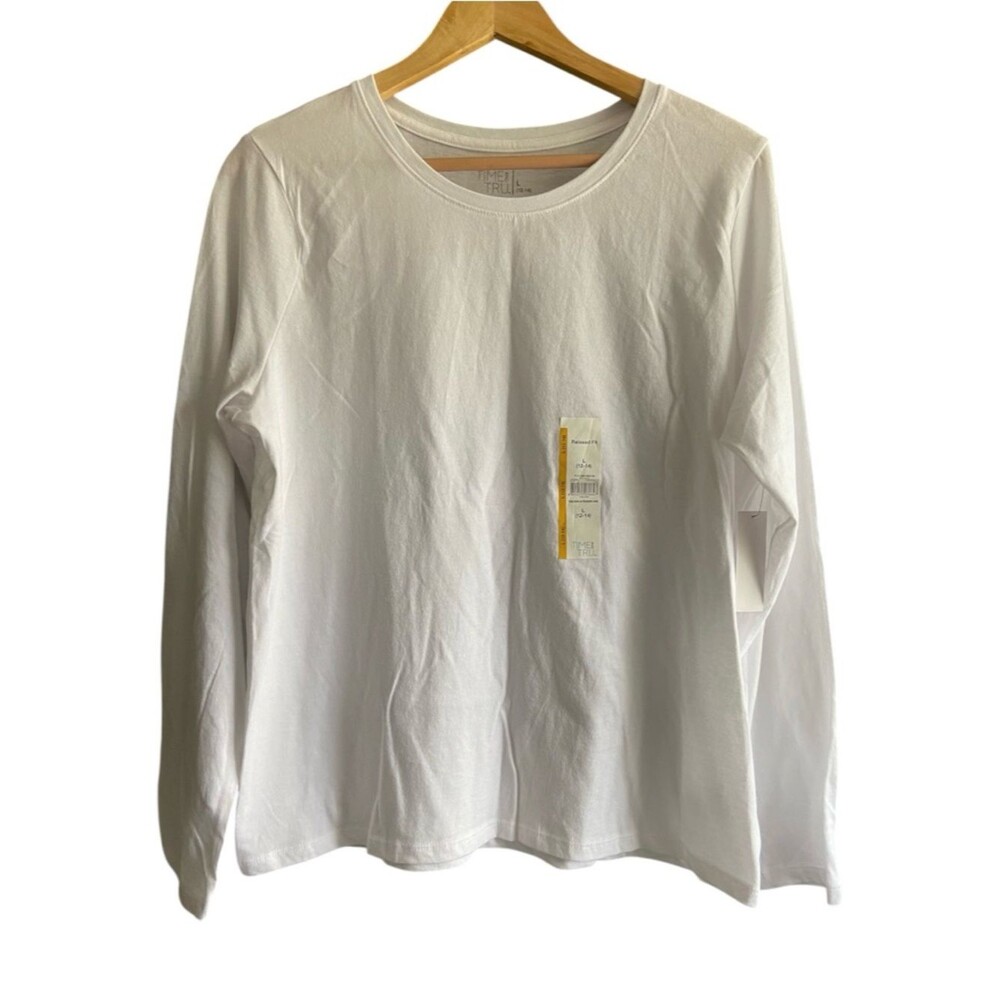 Time and Tru White Long Sleeve Tee Size Large
